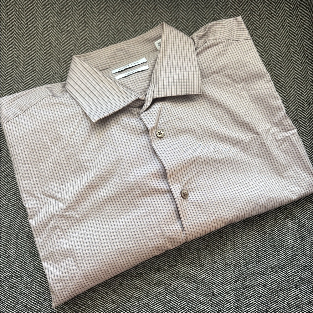 Calvin Klein Men's Light Brown Checkered Shirt